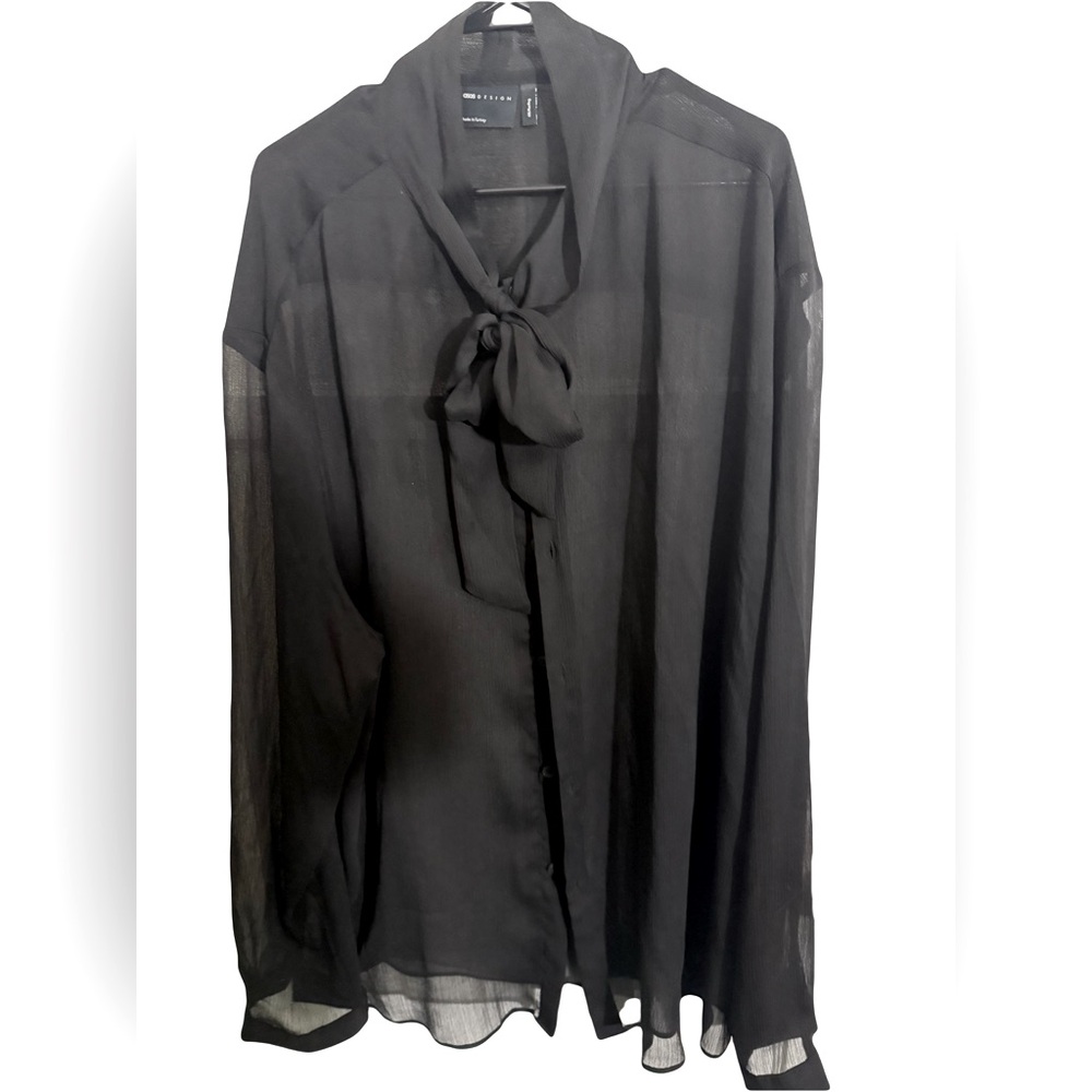ASOS Men’s Black Sheer Bow Tie Shirt